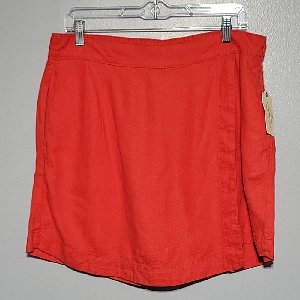St John's Bay 55% Linen Parachute Orange Womens Skort Sz 14 Casual, Beach, Party